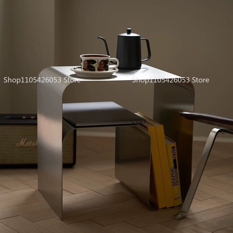 Desk Setup Shelves - Medieval, Bauhaus, Stainless Steel, Side Table,