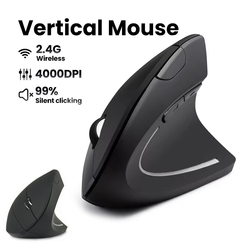 Desk Setup Ergonomics - Ergonomic Wireless Mouse 1600 DPI RGB