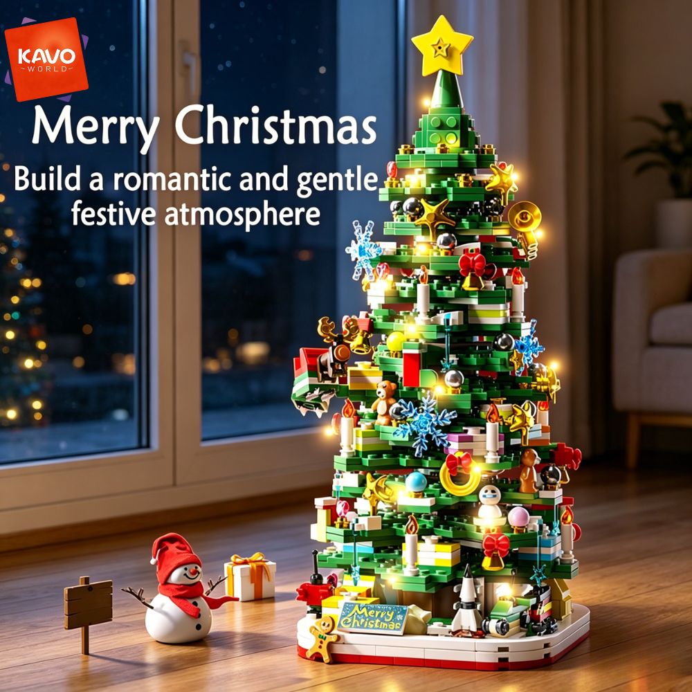 Desk Setup Build - KAVOWORLD 1024pcs Christmas Tree Building Bricks