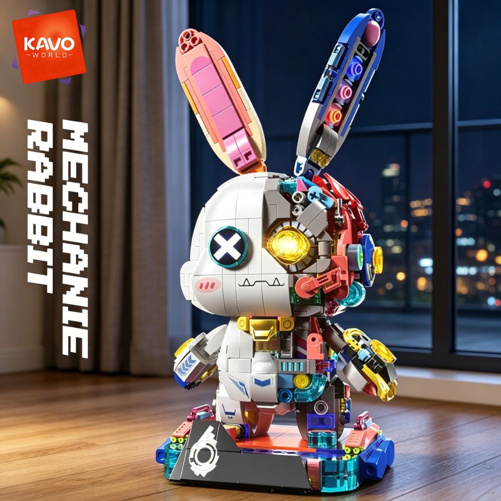 KAVOWORLD 1377PCS Robot Rabbit - Desk Setup Build ulasan dan harga