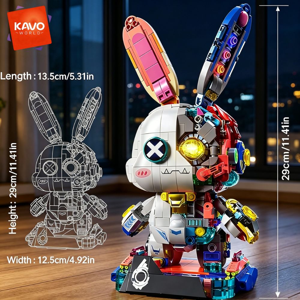 KAVOWORLD 1377PCS Robot Rabbit - Desk Setup Build ulasan dan harga