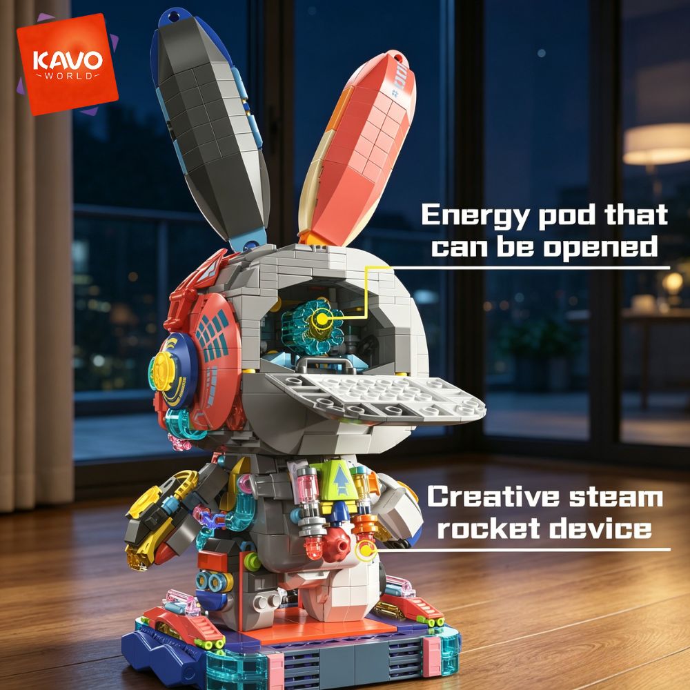 KAVOWORLD 1377PCS Robot Rabbit - Desk Setup Build ulasan dan harga