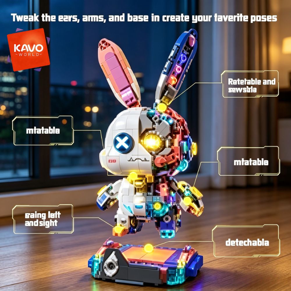KAVOWORLD 1377PCS Robot Rabbit - Desk Setup Build ulasan dan harga