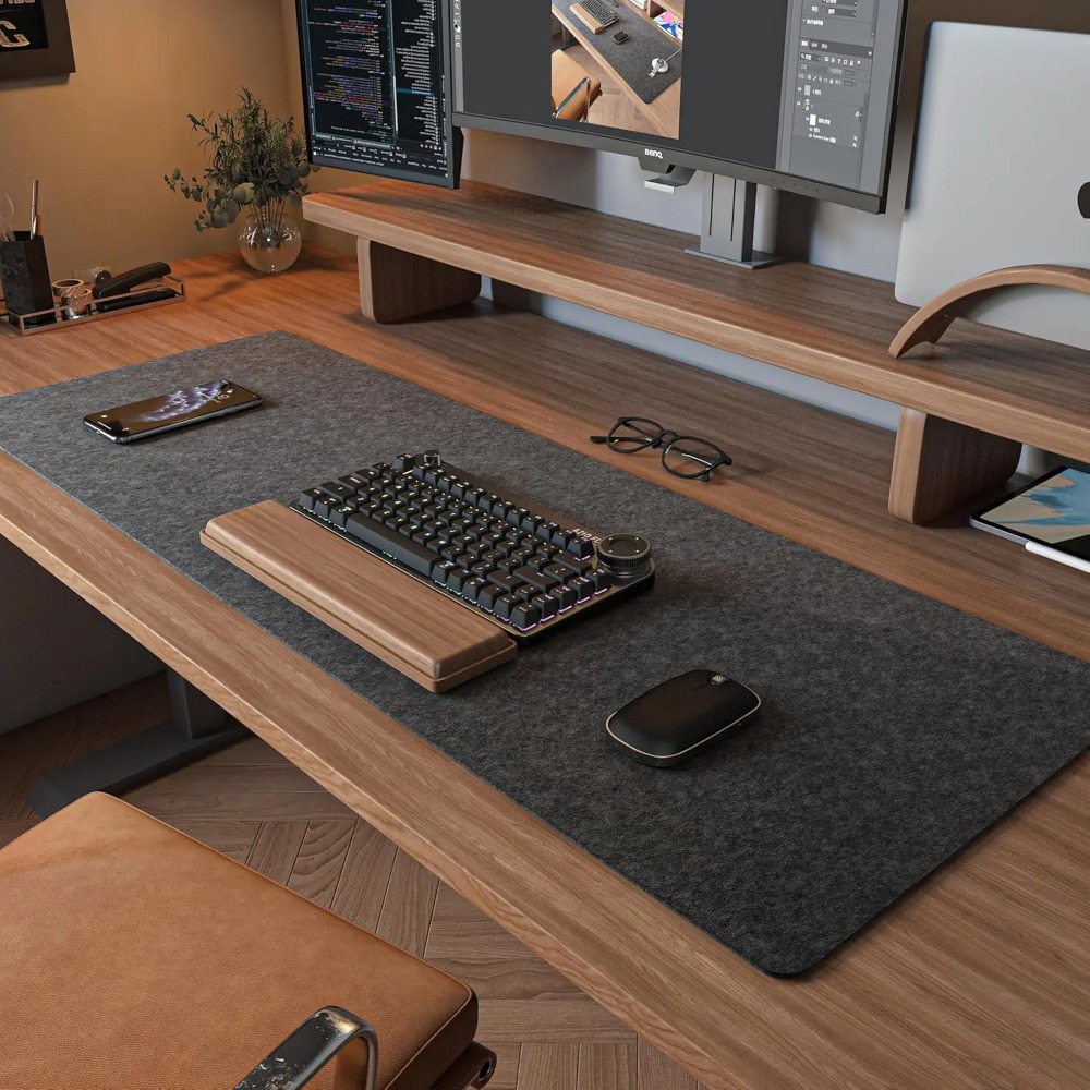 Felt Desk Mat Computer Mat for - Desk Setup Dark ulasan dan harga