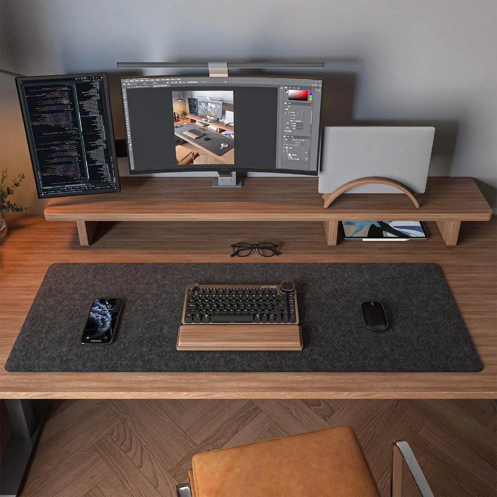 Felt Desk Mat Computer Mat for - Desk Setup Dark ulasan dan harga