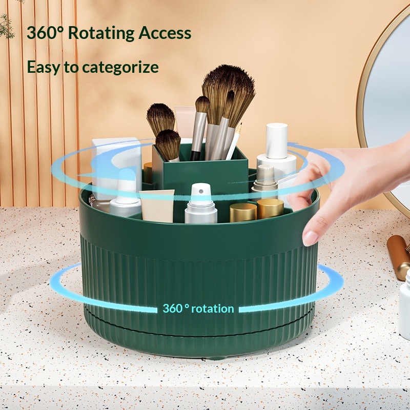 360 ° Table Top Rotary Makeup  - Desk Setup Shelves ulasan dan harga