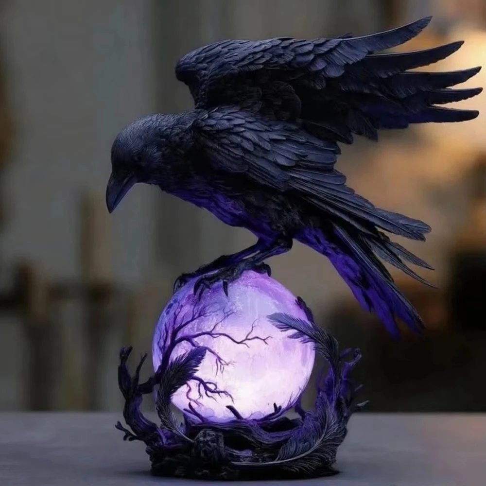 Creative Gothic Raven LED Lamp - Desk Setup Dark ulasan dan harga