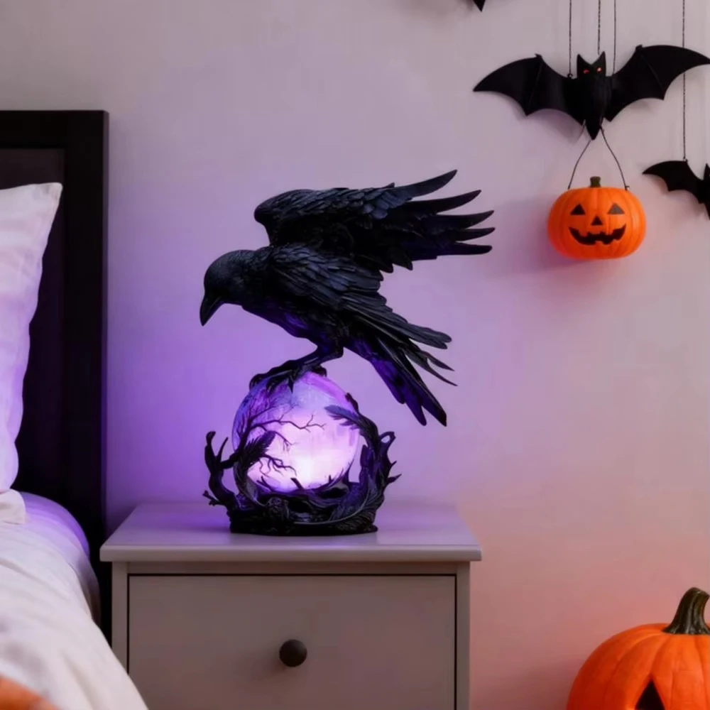 Creative Gothic Raven LED Lamp - Desk Setup Dark ulasan dan harga