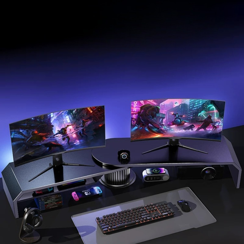 Gaming Dual Monitor Stand Offi - Desk Setup Laptop And Monitor ulasan dan harga