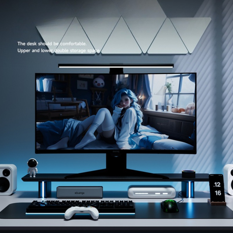 RGB Monitor Stand Ergonomic Co - Desk Setup Laptop And Monitor ulasan dan harga