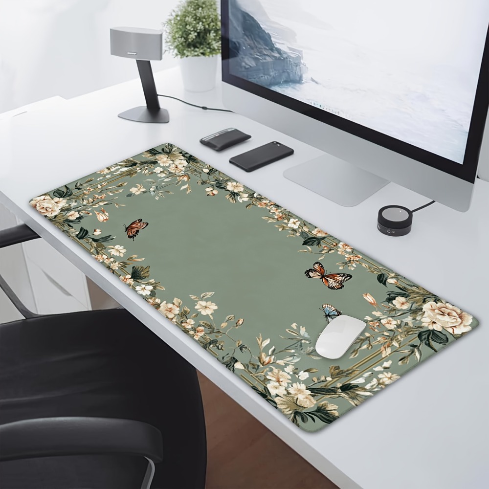 Plant table mat with butterfly - Desk Setup Art ulasan dan harga