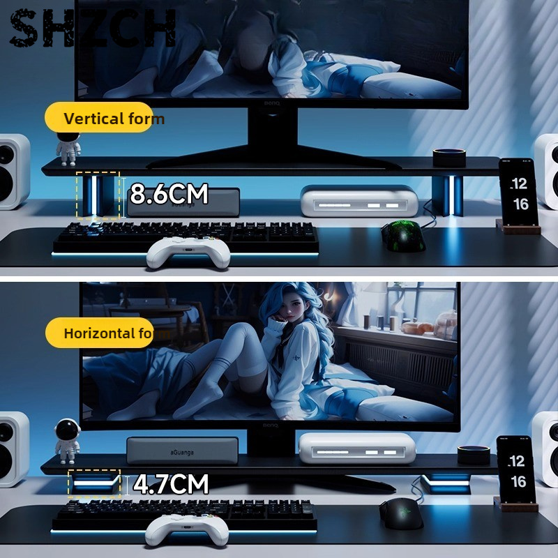 RGB Monitor Stand Ergonomic Co - Desk Setup Laptop And Monitor ulasan dan harga