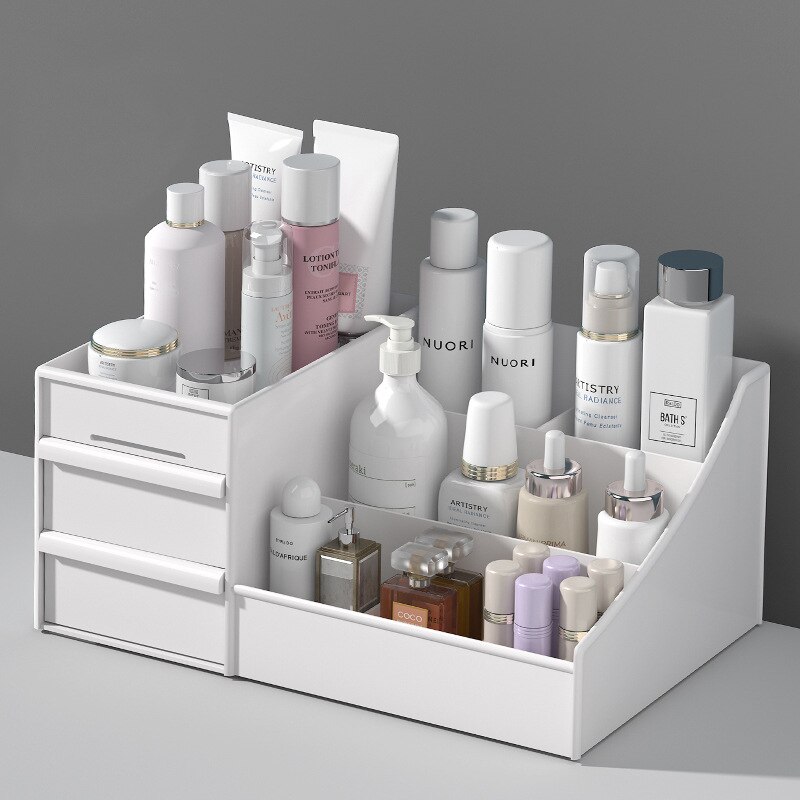 1PC White Plastic Makeup Stora - Desk Setup Shelves ulasan dan harga