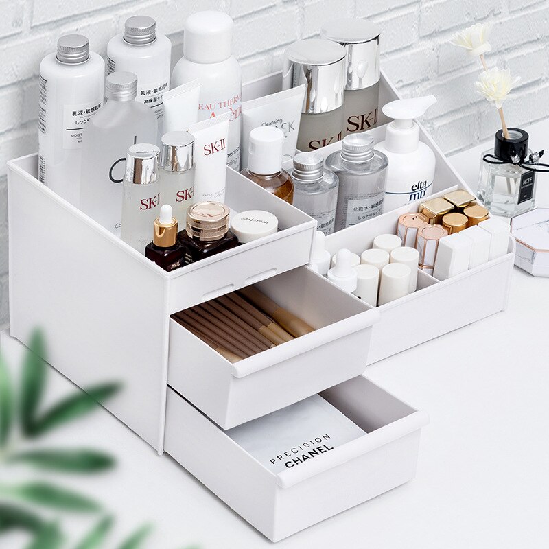 1PC White Plastic Makeup Stora - Desk Setup Shelves ulasan dan harga