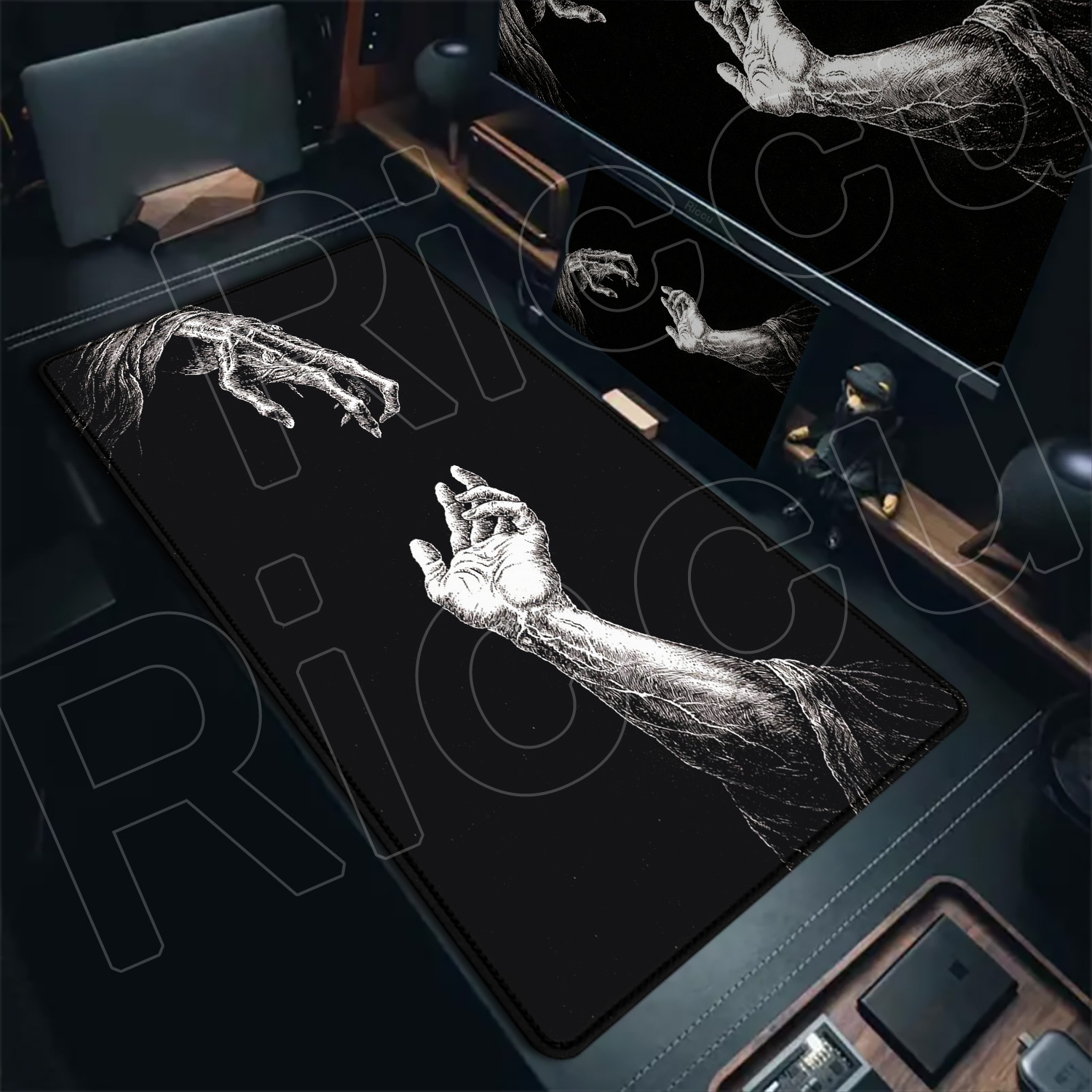 HD Large Black White XXL Gothi - Desk Setup Art ulasan dan harga