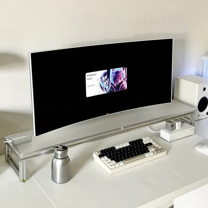 Aluminum Monitor Stand Acrylic - Desk Setup Laptop And Monitor ulasan dan harga