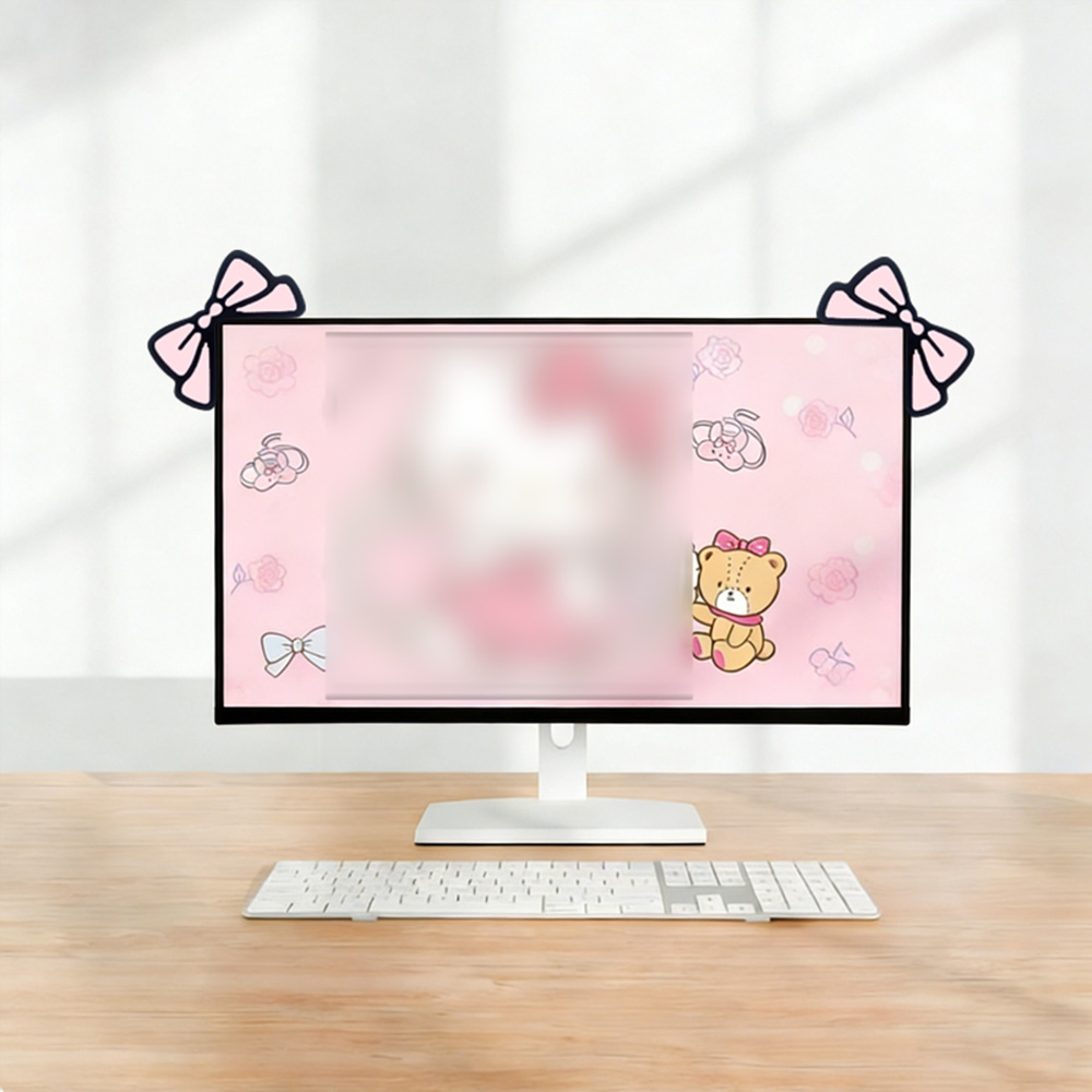 Cute Pink Bow Monitor Decor Ka - Desk Setup Laptop And Monitor ulasan dan harga