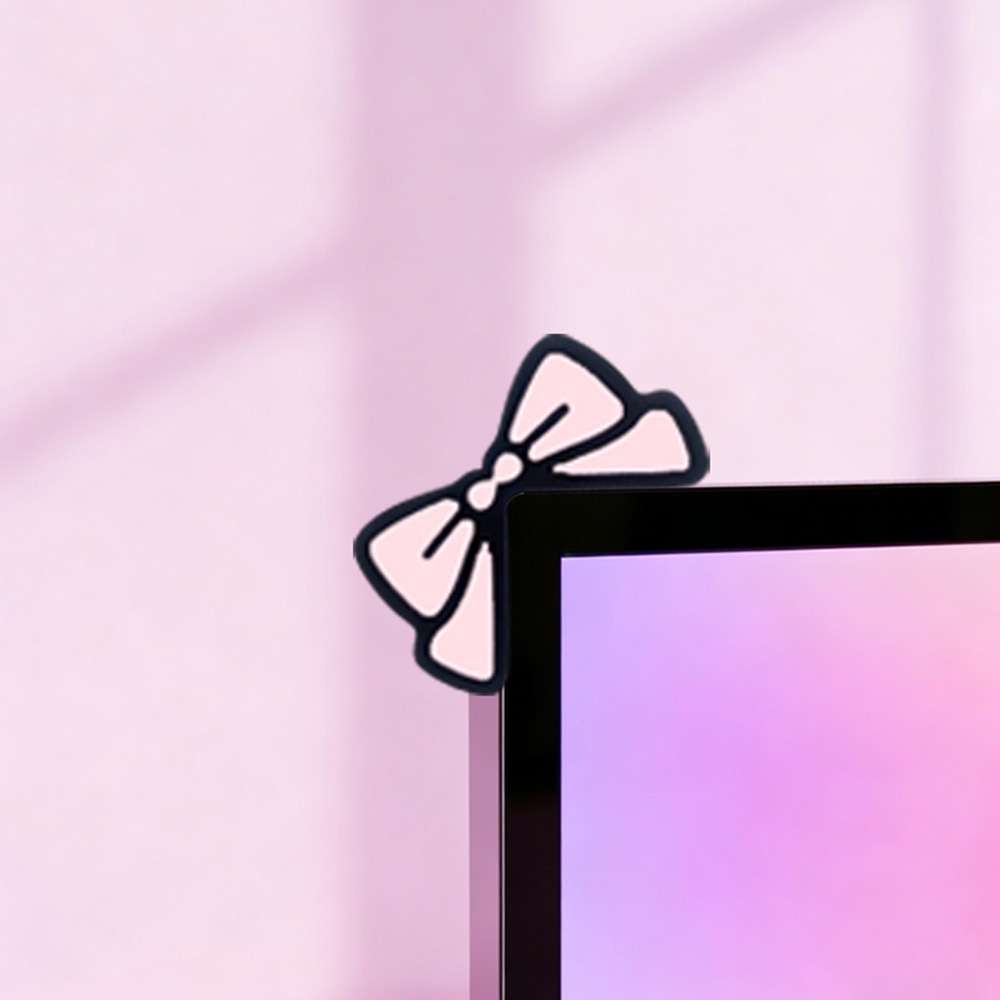 Cute Pink Bow Monitor Decor Ka - Desk Setup Laptop And Monitor ulasan dan harga