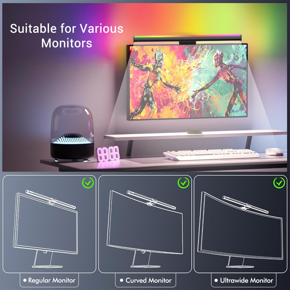 RGB Lightbar Monitor Light Bar - Desk Setup On Bed ulasan dan harga